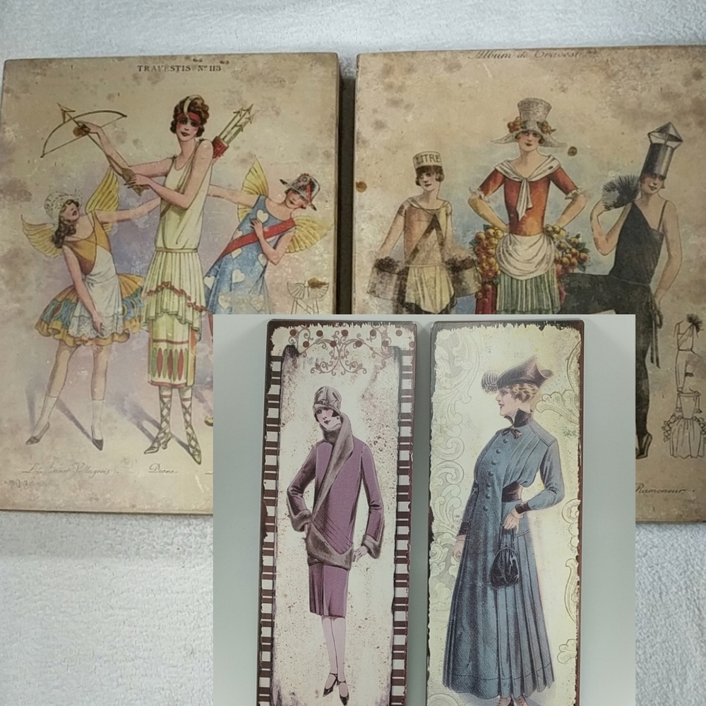 🇨🇦 Lot of 2 Pairs of Vintage Inspired Wall Art